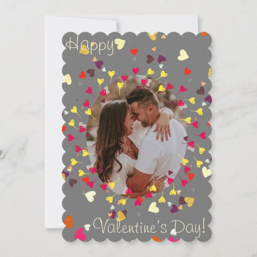 バレンタインデー，ハートコンフェティスとバルーン シーズンカード (正面)