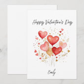 バレンタインデー ハート風船 カード 【世界にひとつ】 (正面/裏面)