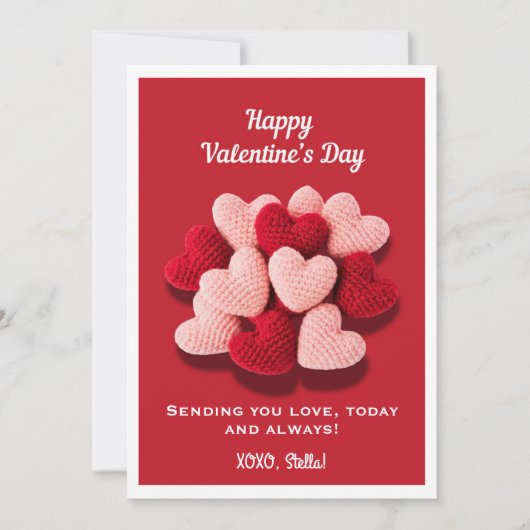 バレンタインデー ハート かぎ針編み フラットカード シーズンカード (正面)