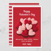 バレンタインデー ハート かぎ針編み フラットカード シーズンカード (正面/裏面)