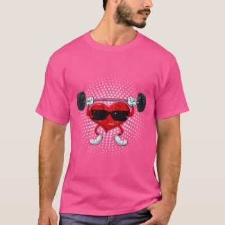 バレンタインデー ハート ウェイトリフティング ジョーク デッドリフト Tシャツ