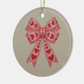 バレンタインデー ハート コケッティー リボン レトロ バレンタイン セラミックオーナメント (左)