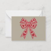 バレンタインデー ハート コケッティ ボウ レトロ バレンタイン ノートカード (正面)