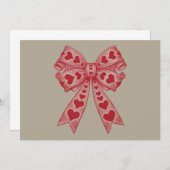 バレンタインデー ハート コケッティ ボウ レトロ バレンタイン 招待状 (正面/裏面)