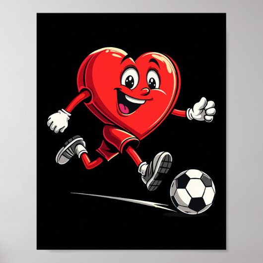バレンタインデー ハート サッカー 少年 キッズ ポスター (正面)