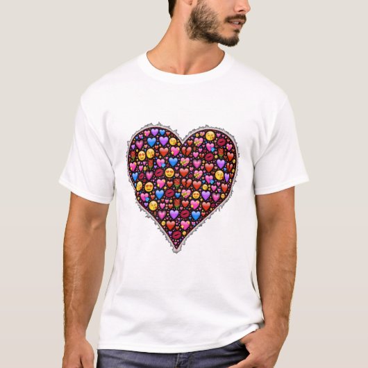 バレンタインデー ハート デザイン Tシャツ (正面)