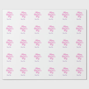 バレンタインデー ハート ピンク パープル xoxo ラブ 名前入り ラッピングペーパー