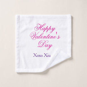 バレンタインデー ハート ピンク パープル xoxo 愛 名前入り ウォッシュタオル