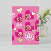 バレンタインデー ハート ホットピンク フォトコラージュ 箔シーズンカード (立ち正面)