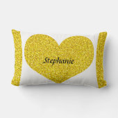 バレンタインデー ハート モノグラム ゴールド グリッター 2022 ランバークッション (裏面)