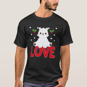 バレンタインデー ハート 愛 しろくま 女性 Tシャツ