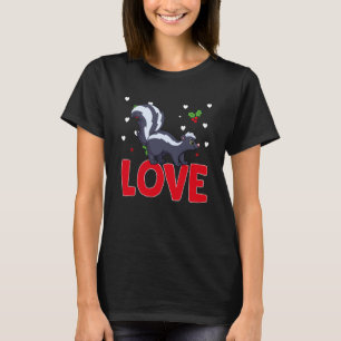 バレンタインデー ハート 愛 スカンク 動物 女性 Tシャツ
