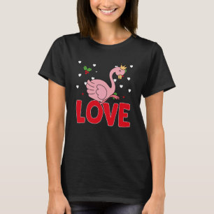バレンタインデー ハート 愛 フラミンゴ 女性 Tシャツ