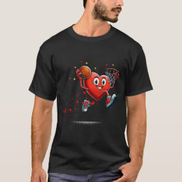 バレンタインデー バスケットボール キッズ ハート ダンク Tシャツ