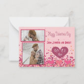 バレンタインデー パーソナライズ フォト ピンク ハート ノートカード (正面)