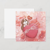 バレンタインデー:ビーグル、ハート&ライト シーズンカード (正面/裏面)