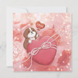 バレンタインデー：ビーグル、ハート&ライト シーズンカード