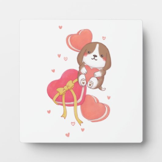 バレンタインデー：ビーグル&マカロン フォトプラーク (正面)
