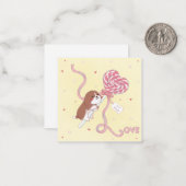 バレンタインデー: ビーグル & ラッパの飴 ノートカード (正面/裏面インサイチュ)