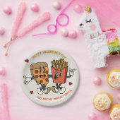 バレンタインデー「ピザとフライドポテトのマッチ」 ペーパープレート (パーティー)