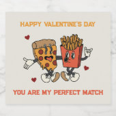 バレンタインデー「ピザとフライドポテトのマッチ」 リキュールボトルラベル (シングルラベル)