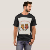 バレンタインデー「ピザとフライドポテトのマッチ」 Tシャツ (正面フル)