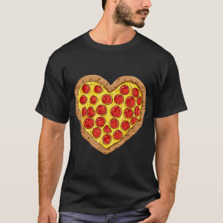 バレンタインデー ピザ ハート メンズ レディース ペパロニ Tシャツ