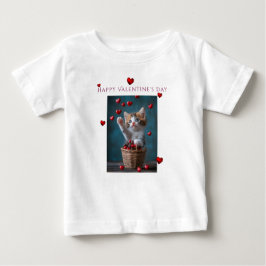 バレンタインデー ピンクレース ハート サテンリボン ベビーTシャツ