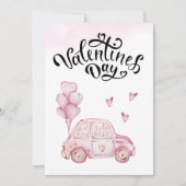バレンタインデー ピンク かわいい 車 シーズンカード (正面)