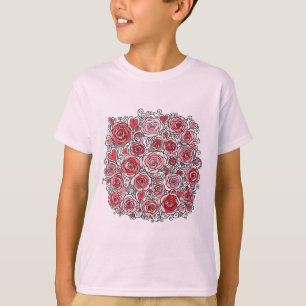 バレンタインデー ピンク 赤 バラ ハート 落書き Tシャツ