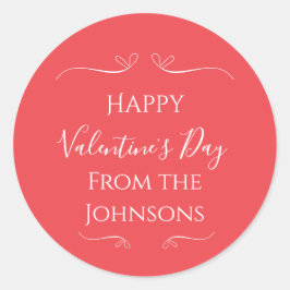 バレンタインデー ピンク 赤 家族名 ラウンドシール