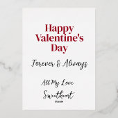 バレンタインデー，フォイルハート，愛 箔シーズンカード (裏面)