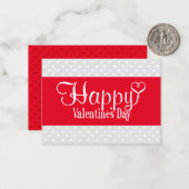 バレンタインデー フラット ノート カード（赤と白） (正面/裏面インサイチュ)