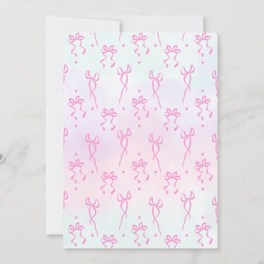 バレンタインデー フラワーピンクリボン ファーストバースデー 招待状 (裏面)