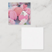 バレンタインデー：フレンチブルドッグ、マカロン＆フラワー ノートカード (正面/裏面)