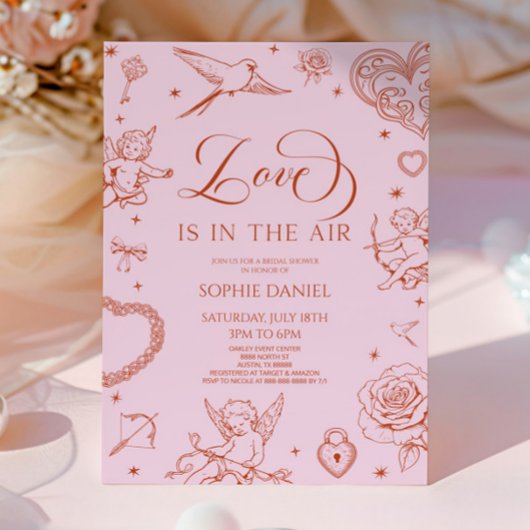 バレンタインデー ブライダルシャワー Love Is In The Air 招待状