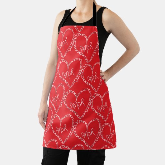 バレンタインデー ブラックハート 赤 エプロン (インサイチュ)