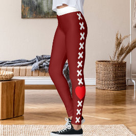 バレンタインデー ペット愛好家 レッド カスタム レギンス