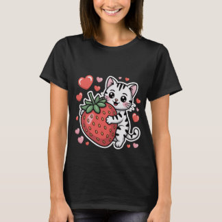 バレンタインデー ホワイトキャット ラブユーハートアート ✨🐱❤️ Tシャツ