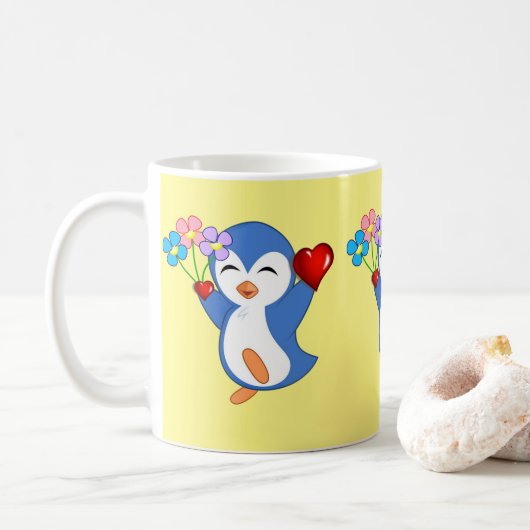 バレンタインデー マグカップ ペンギンハート (ドーナツ)