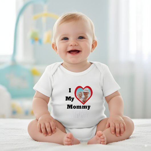 バレンタインデー ママへの愛 写真テキスト ベビーボディスーツ