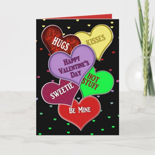 バレンタインデー，メッセージとハートの多く シーズンカード (正面)