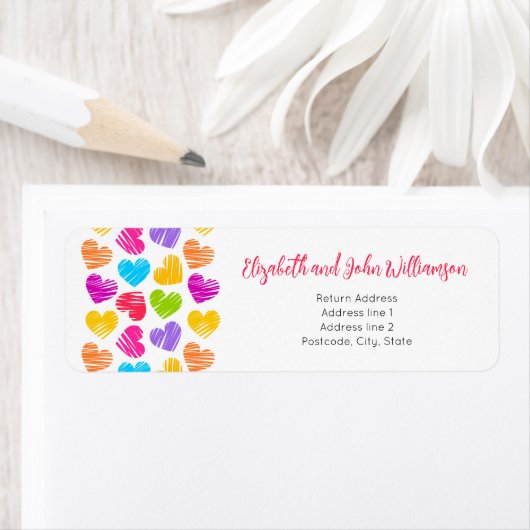 バレンタインデー モダン ハート カスタム ラベル (インサイチュ)