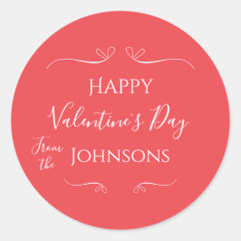 バレンタインデー モダン ピンク レッド ラウンドシール