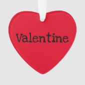 バレンタインデー モダン レッド パーソナライズ メッセージ オーナメント (正面)
