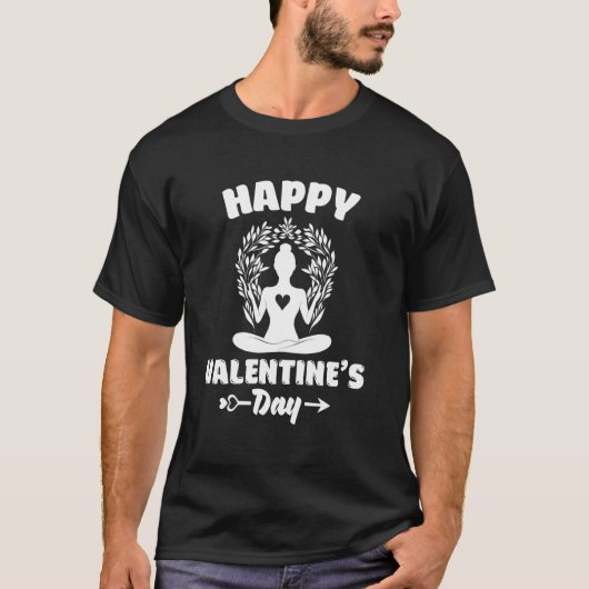 バレンタインデー ヨガ ナマステ スカサナ ハート Tシャツ (正面)