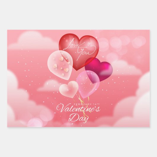 バレンタインデー ラッピングペーパーシート (正面)