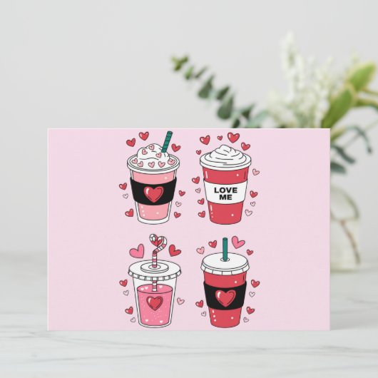 バレンタインデー ラテ コーヒー好き サンキューカード (スタンド正面)