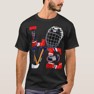 バレンタインデー ラブ アイスホッケー アイテム 男性 少年 Tシャツ