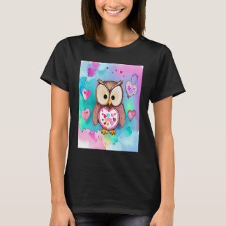 バレンタインデー ラブ ハート フクロウ テディ ガールフレンド フィ Tシャツ